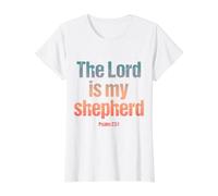 El Señor Es Mi Pastor Salmo 23:1 Versículo de la Biblia Cristiana Camiseta gráfica económica, Mujer, Blanco, XS
