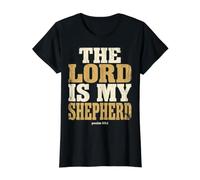 El Señor Es Mi Pastor Salmo 23:1 Versículo de la Biblia Cristiana Camiseta gráfica económica, Mujer, Negro, XS