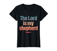 El Señor Es Mi Pastor Salmo 23:1 Versículo de la Biblia Cristiana Camiseta gráfica económica, Mujer, Negro, XS