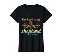 El Señor Es Mi Pastor Salmo 23:1 Versículo de la Biblia Cristiana Camiseta gráfica económica, Mujer, Negro, XS