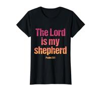El Señor Es Mi Pastor Salmo 23:1 Versículo de la Biblia Cristiana Camiseta gráfica económica, Mujer, Negro, XS