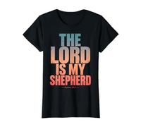 El Señor Es Mi Pastor Salmo 23:1 Versículo de la Biblia Cristiana Camiseta gráfica económica, Mujer, Negro, XS