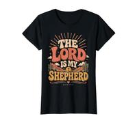 El Señor Es Mi Pastor Salmo 23:1 Versículo de la Biblia Cristiana Camiseta gráfica económica, Mujer, Negro, XS
