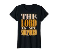 El Señor Es Mi Pastor Salmo 23:1 Versículo de la Biblia Cristiana Camiseta gráfica económica, Mujer, Negro, XS