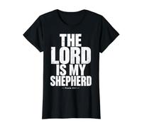El Señor Es Mi Pastor Salmo 23:1 Versículo de la Biblia Cristiana Camiseta gráfica económica, Mujer, Negro, XS