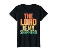 El Señor Es Mi Pastor Salmo 23:1 Versículo de la Biblia Cristiana Camiseta gráfica económica, Mujer, Negro, XS