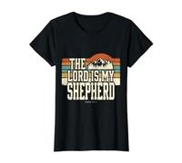 El Señor Es Mi Pastor Salmo 23:1 Versículo de la Biblia Cristiana Camiseta gráfica económica, Mujer, Negro, XS