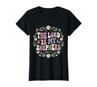 El Señor Es Mi Pastor Salmo 23:1 Versículo de la Biblia Cristiana Camiseta gráfica económica, Mujer, Negro, XS