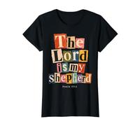 El Señor Es Mi Pastor Salmo 23:1 Versículo de la Biblia Cristiana Camiseta gráfica económica, Mujer, Negro, XS