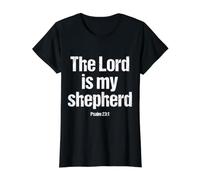El Señor Es Mi Pastor Salmo 23:1 Versículo de la Biblia Cristiana Camiseta gráfica económica, Mujer, Negro, XS