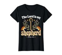 El Señor Es Mi Pastor Salmo 23:1 Versículo de la Biblia Cristiana Camiseta gráfica económica, Mujer, Negro, XS