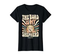El Señor Es Mi Pastor Salmo 23:1 Versículo de la Biblia Cristiana Camiseta gráfica económica, Mujer, Negro, XS