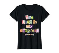 El Señor Es Mi Pastor Salmo 23:1 Versículo de la Biblia Cristiana Camiseta gráfica económica, Mujer, Negro, XS