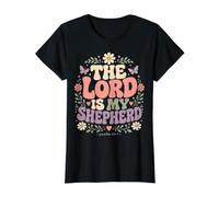 El Señor Es Mi Pastor Salmo 23:1 Versículo de la Biblia Cristiana Camiseta gráfica económica, Mujer, Negro, XS