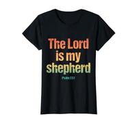 El Señor Es Mi Pastor Salmo 23:1 Versículo de la Biblia Cristiana Camiseta gráfica económica, Mujer, Negro, XS