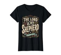 El Señor Es Mi Pastor Salmo 23:1 Versículo de la Biblia Cristiana Camiseta gráfica económica, Mujer, Negro, XS