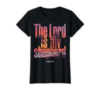 El Señor Es Mi Pastor Salmo 23:1 Versículo de la Biblia Cristiana Camiseta gráfica económica, Mujer, Negro, XS