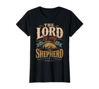 El Señor Es Mi Pastor Salmo 23:1 Versículo de la Biblia Cristiana Camiseta gráfica económica, Mujer, Negro, XS