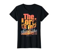 El Señor Es Mi Pastor Salmo 23:1 Versículo de la Biblia Cristiana Camiseta gráfica económica, Mujer, Negro, XS