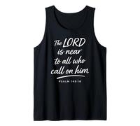 El Señor está Cerca del Salmo 145:18 Fe Confort Fuerza Oración Camiseta sin Mangas
