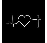 El sentido de la vida pulso latido del corazón del cristiano cruzar el camino hacia Dios y la fe Decoración de vinilo para pared 42x120.8cm Vinilos para ventanas Blanco