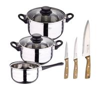 El set de baterías de cocina Toledo 5pc aptas para inducción+ Set de 3 cuchillos de acero inoxidable para cocina NOIA San Ignacio