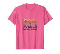 El Silencio es Oro Cinta Adhesiva es Plata Cita Divertida Camiseta, Hombre, Rosa Jaspeado, XL