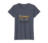 El Silencio es Oro Cinta Adhesiva es Plata Cita Divertida Camiseta, Mujer, Azul Jaspeado, XL