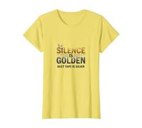 El Silencio es Oro Cinta Adhesiva es Plata Cita Divertida Camiseta, Mujer, Limón, XS