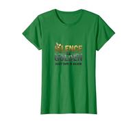 El Silencio es Oro Cinta Adhesiva es Plata Cita Divertida Camiseta, Mujer, Verde Kelly, S