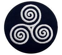 El símbolo del círculo Triskel Parche Bordado de Aplicación con Plancha, Blanco y negro