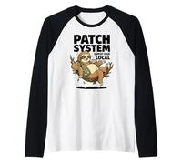 El Sistema de Parches apoya tu Humor Local de café Perezoso Camiseta Manga Raglan