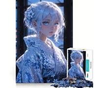 El Suave Abrazo del Invierno Rompecabezas de Chica Anime en Kimono,1000 Piezas,para ejercitar la Mente, Corte láser,Tiempo Tranquilo,Ejercicio Mental en casa (38x52cm)