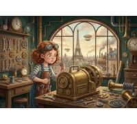 El Sueño de la Chica de Engranajes Puzzle 1000 Piezas Adultos Y Niños,Anti-estrés,Reto,14 Años+ Steampunk,Deco Pared,Regalo Ideal,Premium,Cartón,Rompecabezas,Relax,Desafío,Educativo 38x26cm