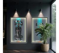 El tablero de luz montado en la pared es adecuado para la serie de carreras Lego, el mejor regalo para los entusiastas de las carreras, marco de arte de carreras de regalo de coleccionista (solo