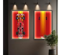 El tablero de luz montado en la pared es adecuado para la serie de carreras Lego, el mejor regalo para los entusiastas de las carreras, marco de arte de carreras de regalo de coleccionista (solo