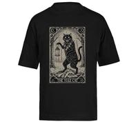 El Tarot del Gato De Yule Camiseta Extragrande Holgada Negra Unisex Unisex Black tee Baggy Oversized T-Shirt