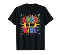 El TDAH es mi Conciencia neurodivergente vibra Camiseta gráfica económica, Hombre, Negro, L