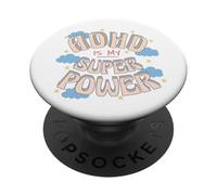 El TDAH es mi superpoderoso gráfico Retro con Forma de Nube arcoíris PopSockets PopGrip Adhesivo