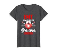 El técnico de emergencias Puede ocuparse de los traumas y no Camiseta, Mujer, Jaspeado Oscuro, L