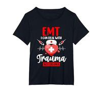 El técnico de emergencias Puede ocuparse de los traumas y no Camiseta, Mujer Tallas Grandes, Negro, 6XL Grande