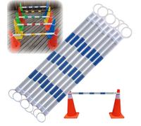 El Teles Safe Pole, un Cono de tráfico Reflectante retráctil, Ajustable en Longitud de 4,1 a 6,56 pies, Viene en un Paquete de 8 Unidades y Presenta un diseño Azul y Blanco, lo Que lo Hace i