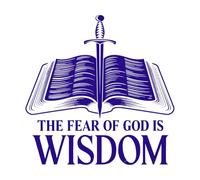 El temor de Dios es diseño de sabiduría. Calcomanías de letras 42x42.3cm Decoración de tiendas Azul oscuro