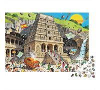 El Templo Tallado en Roca de Las Cuevas de Ellora y su devastación Puzzle De Madera Impermeable Puzzles De 1000 Piezas para Adultos Desafiante Y Estimulante Rompecabezas para Decoración