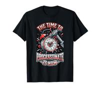 El Tiempo de procrastinar es Ahora Divertido Reloj Despertador Posterior Camiseta