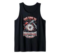 El Tiempo de procrastinar es Ahora Divertido Reloj Despertador Posterior Camiseta sin Mangas