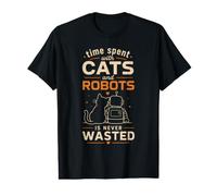 El Tiempo Que Pasa con Gatos y Robots Nunca se Pierde Camiseta gráfica económica