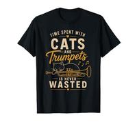 El Tiempo Que Pasa con Gatos y trompetas Nunca se Pierde Camiseta gráfica económica