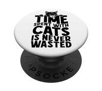 El Tiempo Que Pasa con los Gatos Nunca se Pierde Divertido dueño de Gato Negro PopSockets PopGrip Adhesivo