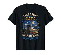 El Tiempo Que Pasa con los Libros de Gatos y niños Nunca se Pierde Camiseta gráfica económica